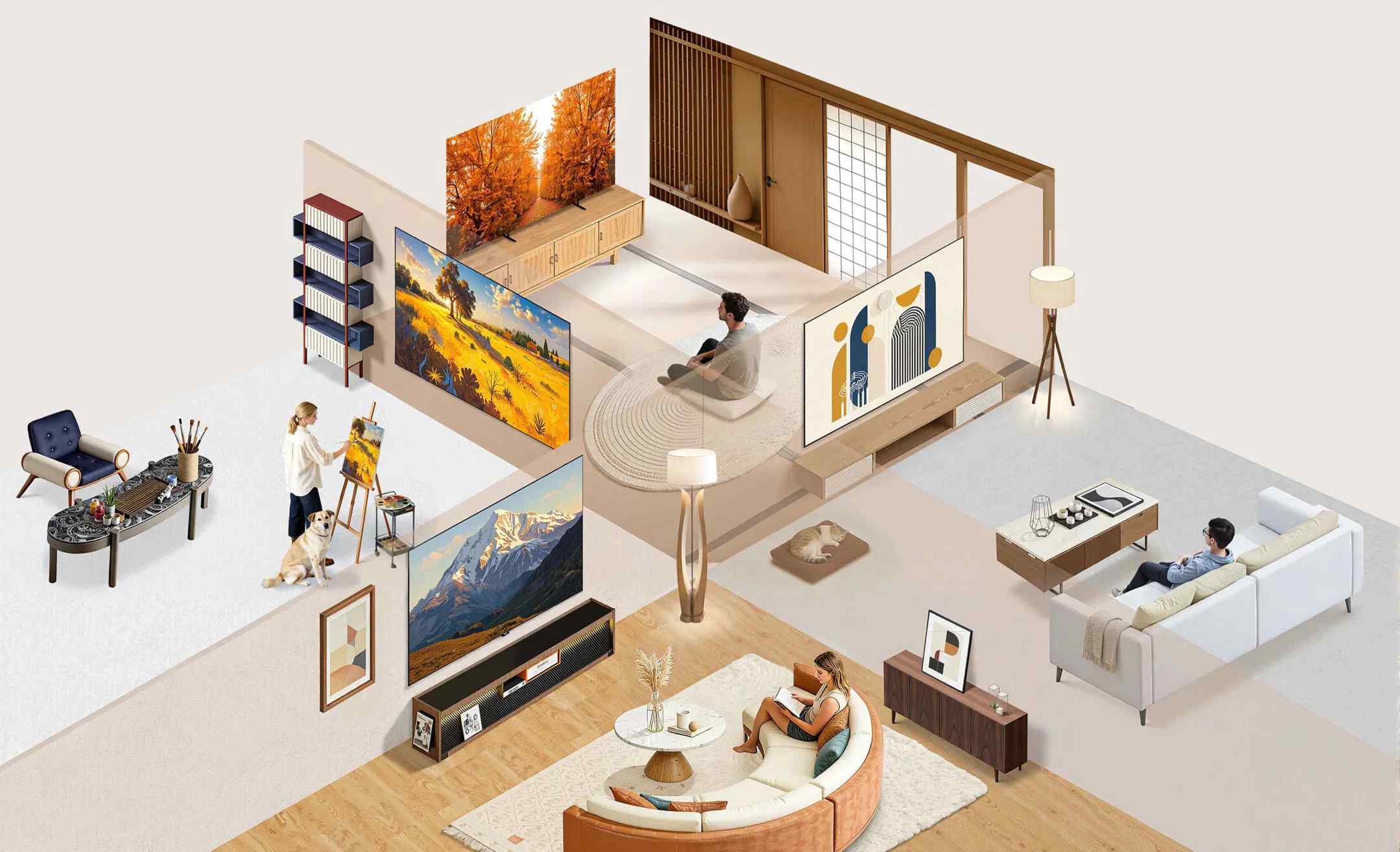 Tivi TCL 55A400 Treo tường không có khoảng hở giúp tivi giống như 1 bức tranh